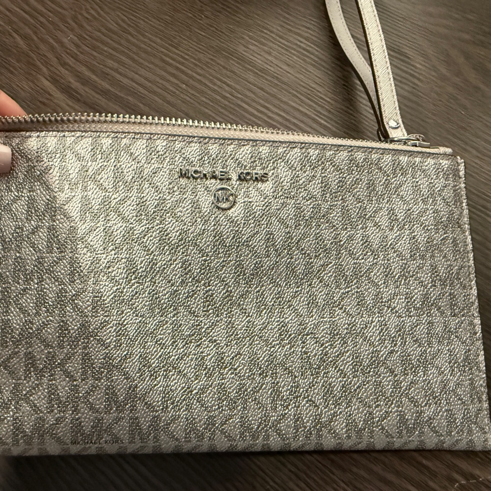 Michael Kors Metallic Silver Clutch